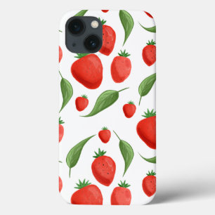Fresh Strawberry Leaf Pattern iPhone Case