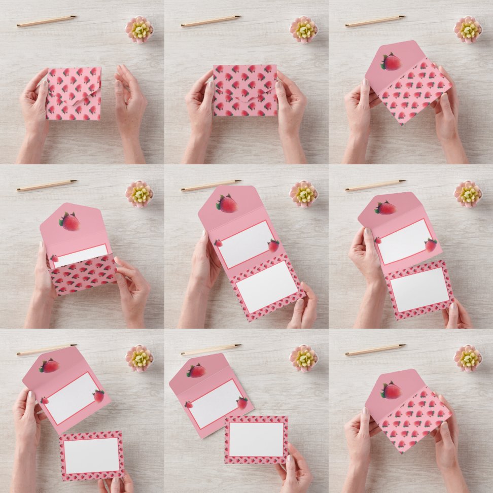 Fresh Strawberry Pattern All In One Invitation