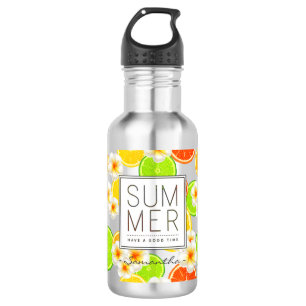 Fresh Summer Fruits and Exotic Plumeria Flowers 532 Ml Water Bottle