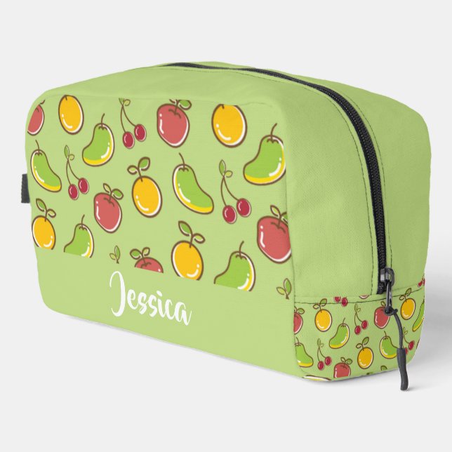 Fresh summer fruits green pattern dopp kit (Right Corner)
