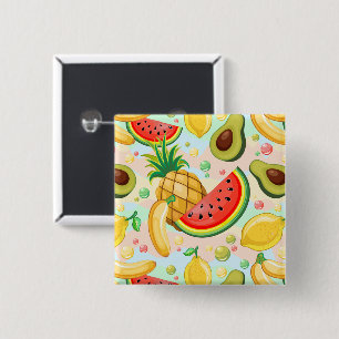Fresh Summer Fruits Pattern 15 Cm Square Badge