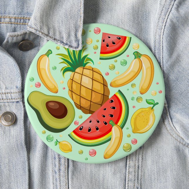 Fresh Summer Fruits Pattern 6 Cm Round Badge (In Situ)