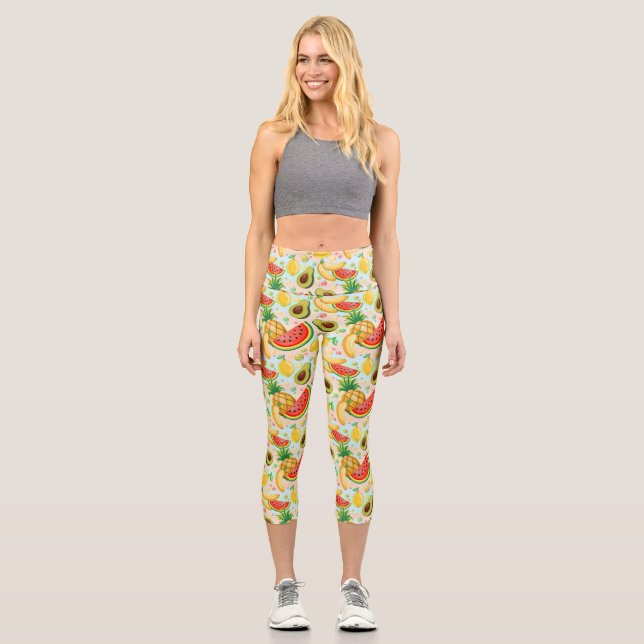 Fresh Summer Fruits Pattern Capri Leggings (Front)