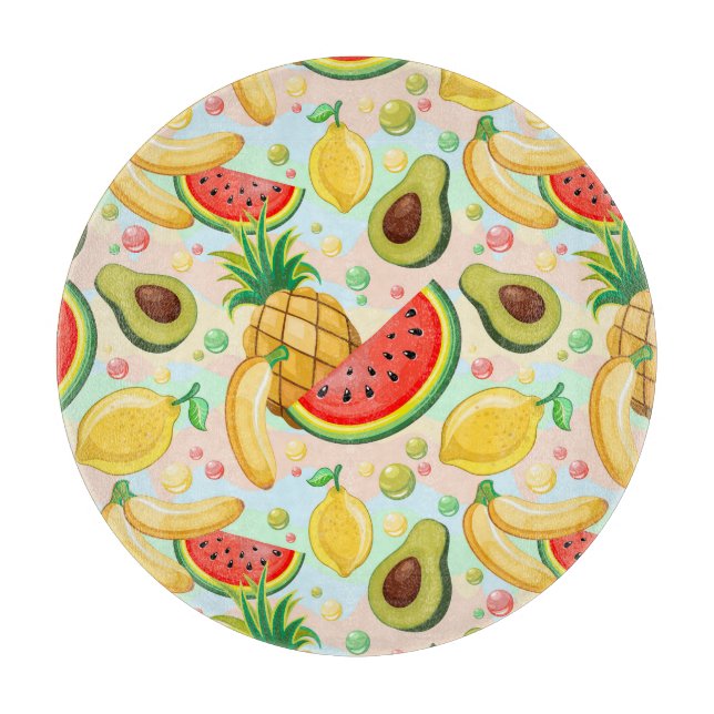 Fresh Summer Fruits Pattern Cutting Board (Front)