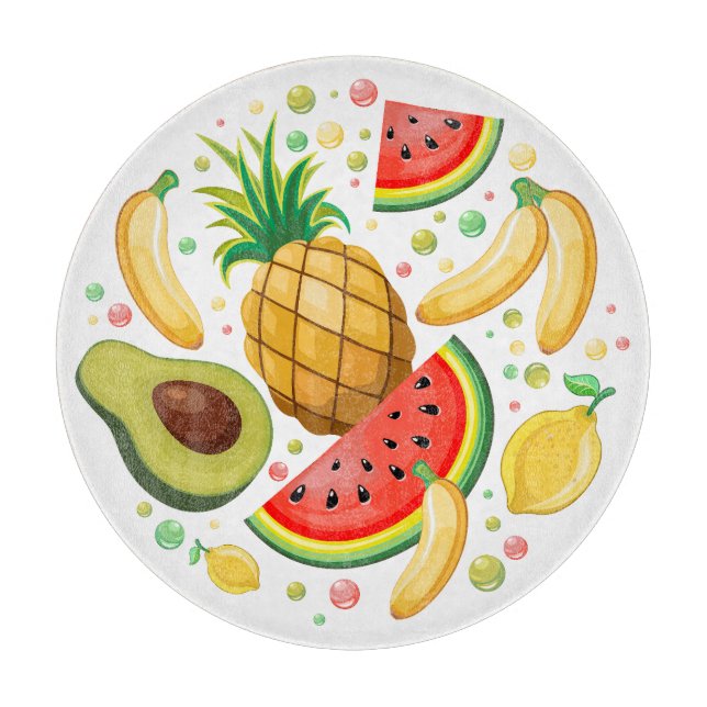 Fresh Summer Fruits Pattern Cutting Board (Front)