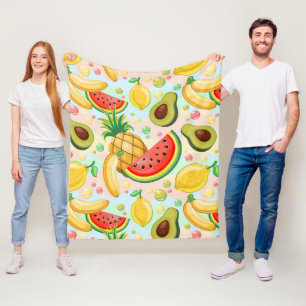 Fresh Summer Fruits Pattern Fleece Blanket