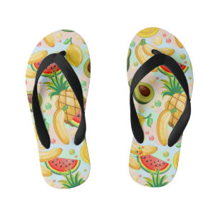 Fresh Summer Fruits Pattern Kid's Thongs