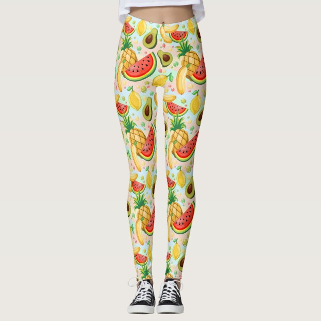 Fresh Summer Fruits Pattern Leggings (Front)