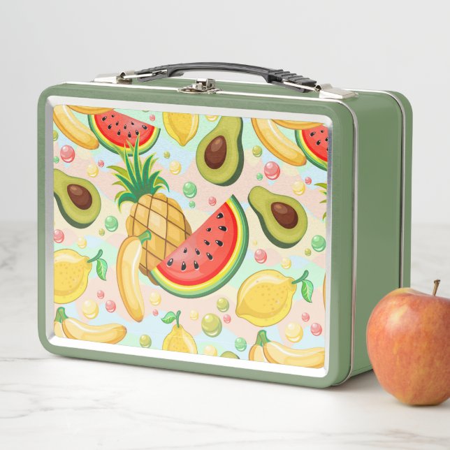 Fresh Summer Fruits Pattern Metal Lunch Box (In Situ)
