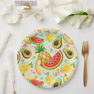 Fresh Summer Fruits Pattern Paper Plate