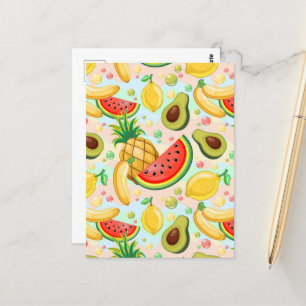 Fresh Summer Fruits Pattern Postcard