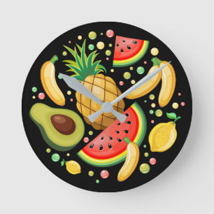 Fresh Summer Fruits Pattern Round Clock