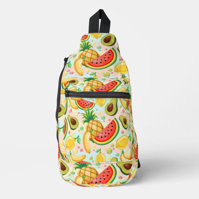 Fresh Summer Fruits Pattern Sling Bag (Front)