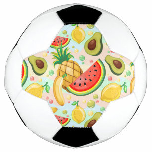 Fresh Summer Fruits Pattern Soccer Ball