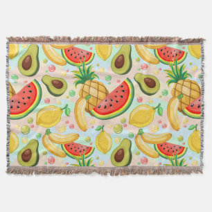 Fresh Summer Fruits Pattern Throw Blanket
