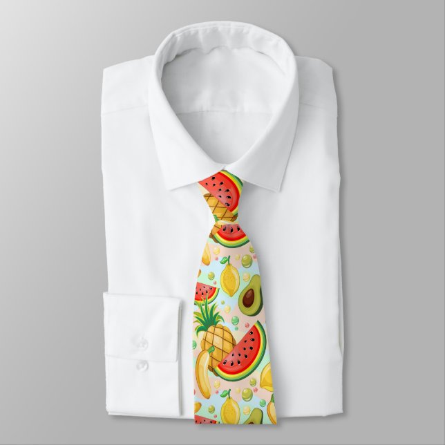 Fresh Summer Fruits Pattern Tie (Tied)