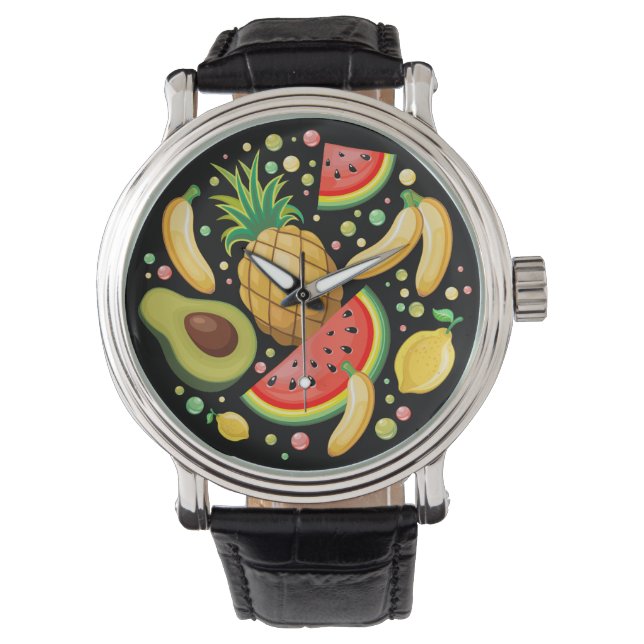 Fresh Summer Fruits Pattern Watch (Front)