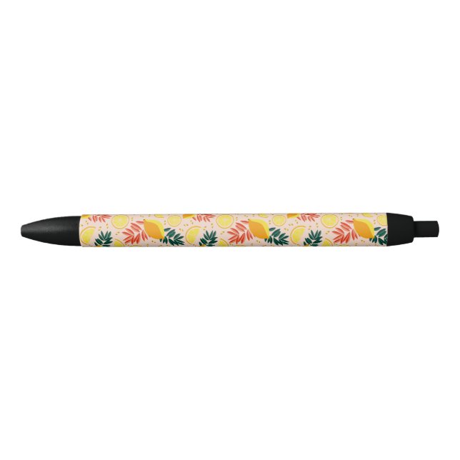 Fresh Summer Gold Lemon Fruit Black Ink Pen (Front)