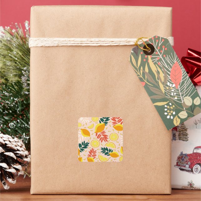  Fresh Summer Gold Lemon Fruit Square Sticker (Holiday)