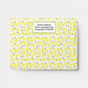 Fresh Summery Bright Lemon Pattern + Green Envelope