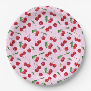 Fresh Sweet Cherries Paper Plate