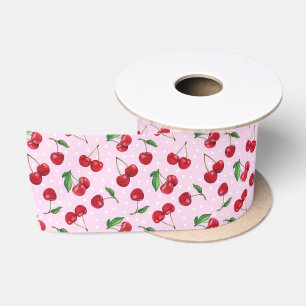 Fresh Sweet Cherries Satin Ribbon