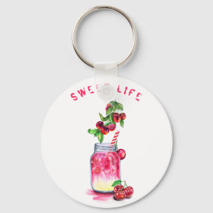 Fresh Sweet Cherry Juice Cool Drink - Summer Fruit Key Ring
