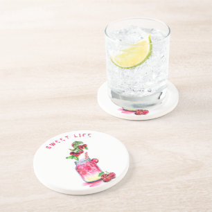 Fresh Sweet Cherry Juice Cool Drink - Summer Party Coaster