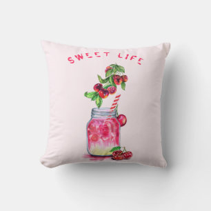 Fresh Sweet Cherry Juice Cool Drink - Summer Party Cushion