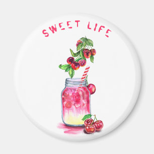 Fresh Sweet Cherry Juice Cool Drink - Summer Party Magnet