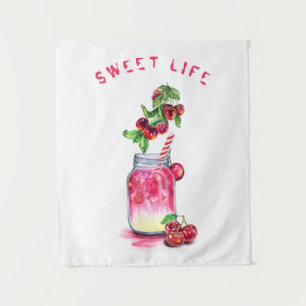 Fresh Sweet Cherry Juice Cool Drink - Summer Party Tapestry