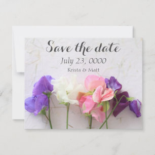 Fresh sweet peas save the date