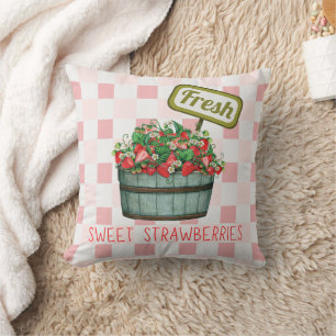 Fresh Sweet Strawberries Throw Pillow