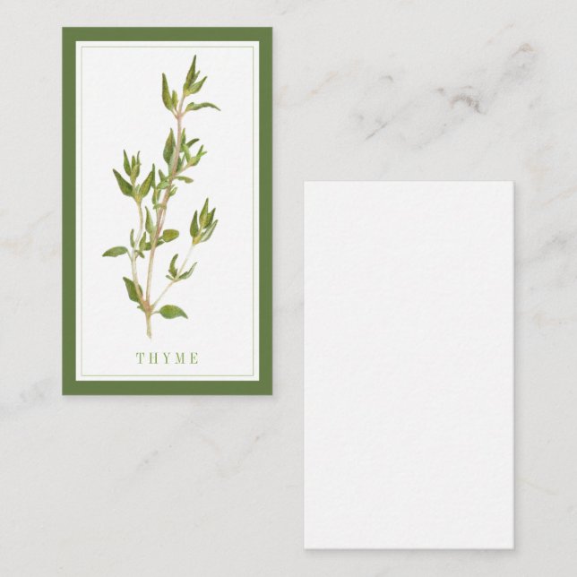 FRESH THYME 3.5x2 Blank Flat Card / Green (Front/Back)