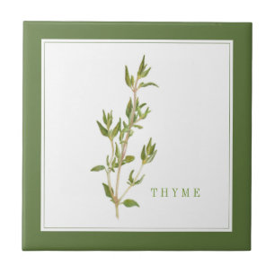 FRESH THYME 4.25x4.25 Ceramic Tile (+text) Green