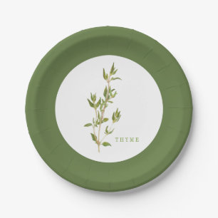 FRESH THYME 7" Round Paper Plates - Green