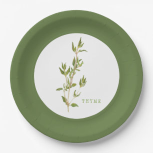 FRESH THYME 9" Round Paper Plates - Green
