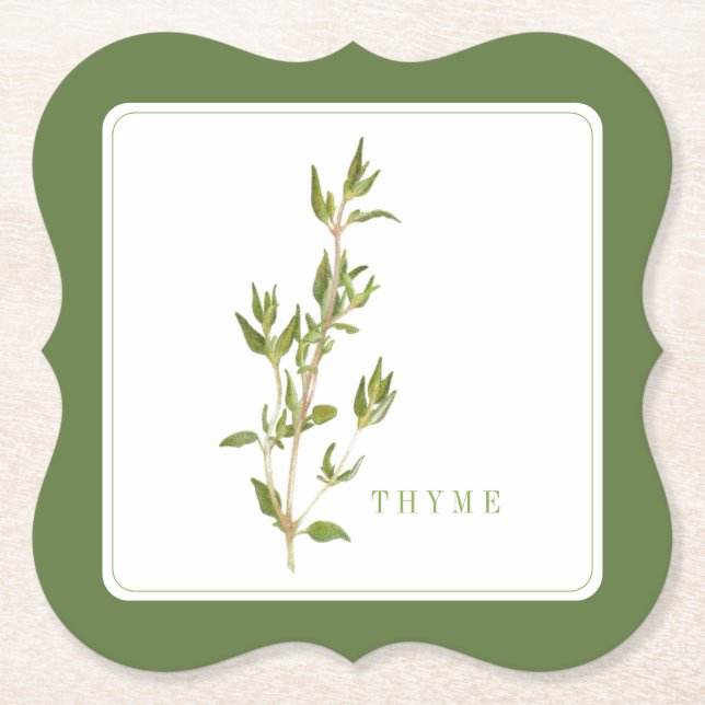 FRESH THYME Bracket Paper Coasters (+text) Green (Front)