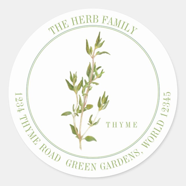 FRESH THYME Large Round Address Envelope Seals (Front)