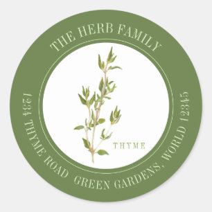 FRESH THYME Small Round Envelope Seals - Green