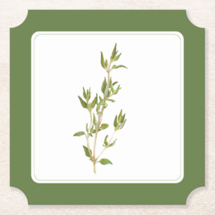 FRESH THYME Ticket Paper Coasters (-text) Green