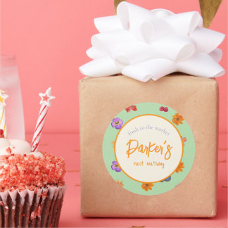 Fresh to the Market First Birthday Theme – Floral Classic Round Sticker
