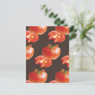 Fresh Tomato Pattern: Juicy Red Kitchen Art Announcement Postcard
