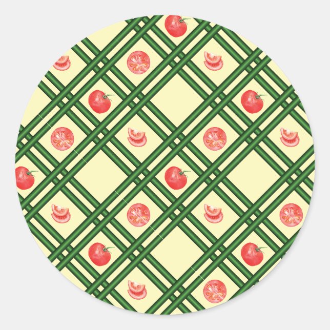 Fresh Tomatoes Gardener Pattern Classic Round Sticker (Front)