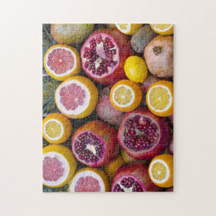 Fresh Tropical Fruits Pomegranate Mango Grapefruit Jigsaw Puzzle