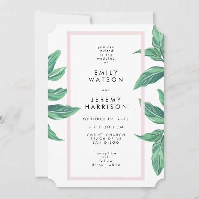 Fresh Tropical Island Beach Wedding Invitation (Front)