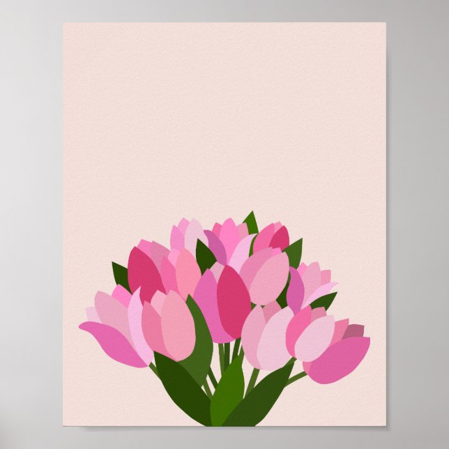 Fresh Tulips Pink Flowers Poster (Front)