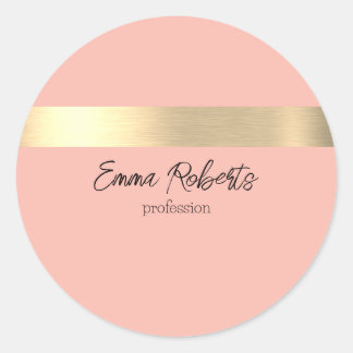 Fresh Tulips Pink Gold Foil Rustic Faux  Classic Round Sticker
