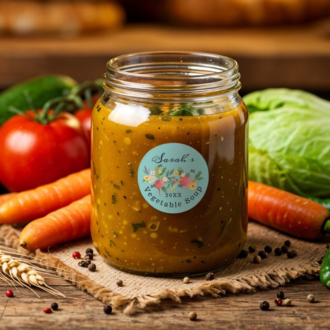 Fresh Vegetable Garden Medley & Butterflies Teal Classic Round Sticker (Fresh Vegetable Garden Medley & Butterflies Teal Classic Round Sticker)