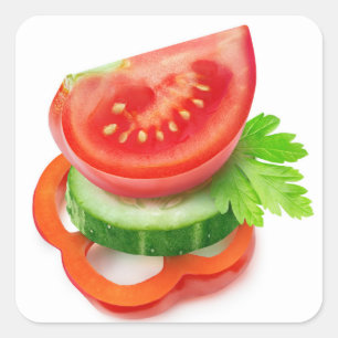 Fresh vegetable pieces square sticker
